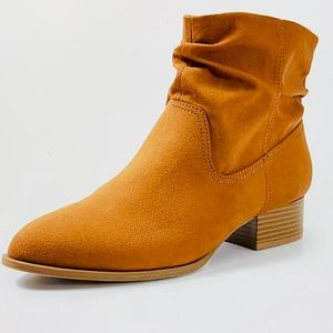 Ankle Boots. Vegan Suede. Stacked Heel.